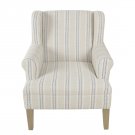 Emerson Wingback Accent Chair - Blue And Off-White Striped