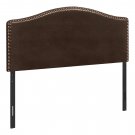 Classic Modern Nailhead Panel Upholstered Faux Leather Headboard, Queen, Brown