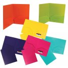 JAM Plastic Heavy Duty 2 Pocket School Presentation Folders, Assorted Colors, 