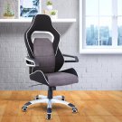 Techni Mobili Ergonomic Upholstered Racing Style Home & Office Chair, Grey/Bla