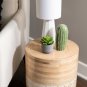 Dahlia Drum Accent Side Table, Natural Bamboo Finish With Light Colored Capiz 