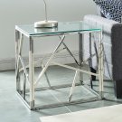 Contemporary Stainless Steel & Glass Accent Table