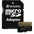 Verbatim 512GB Pro Plus 666X microSDXC Memory Card with Adapter, Black