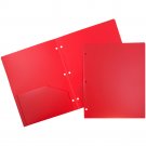 JAM® Plastic Two Pocket 3 Hole Punched Presentation School Folder, Red, 108/p