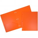 JAM® Plastic Two Pocket 3 Hole Punched Presentation School Folder, Orange, 10