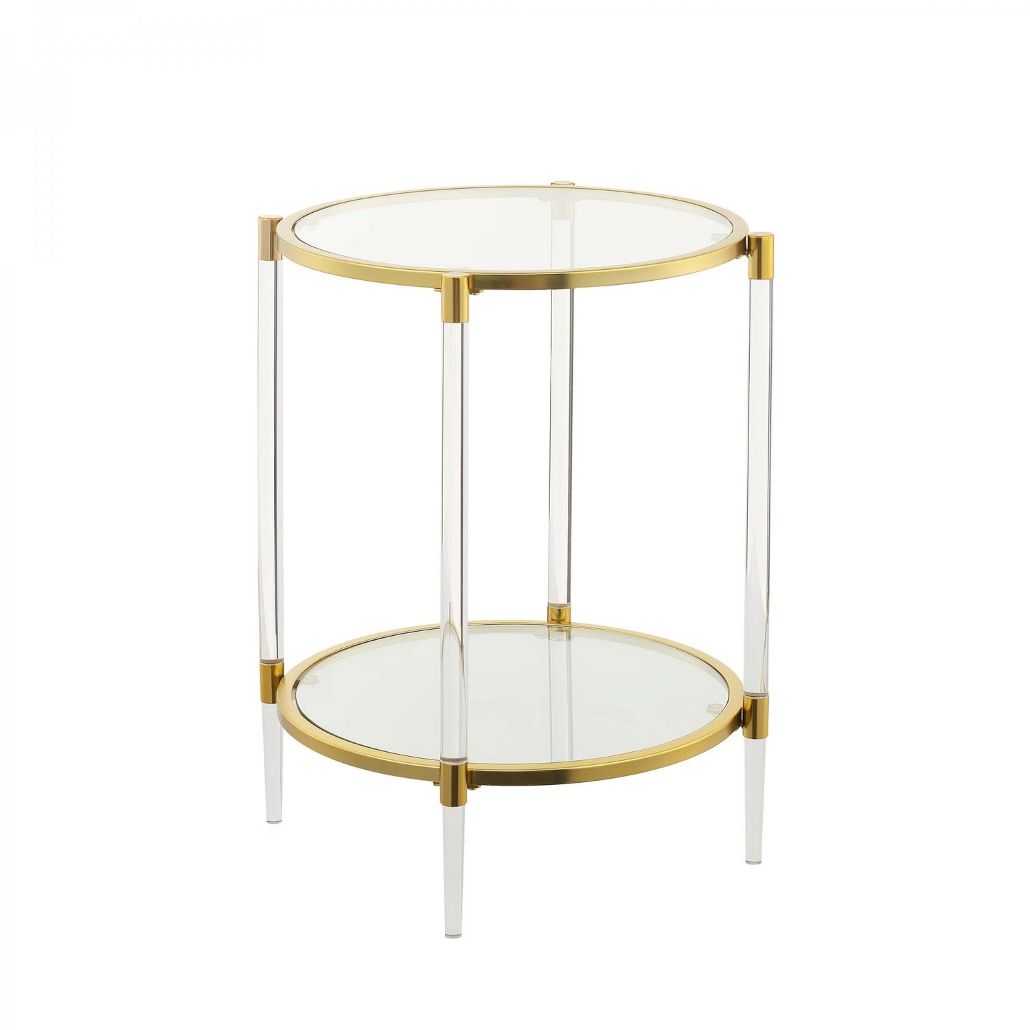 Royal Crest Acrylic Glass End Table, Gold/Clear