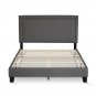 Furinno Laval Double Row Nail Head Bed, 12 Pieces Slat Style, Stone, Full