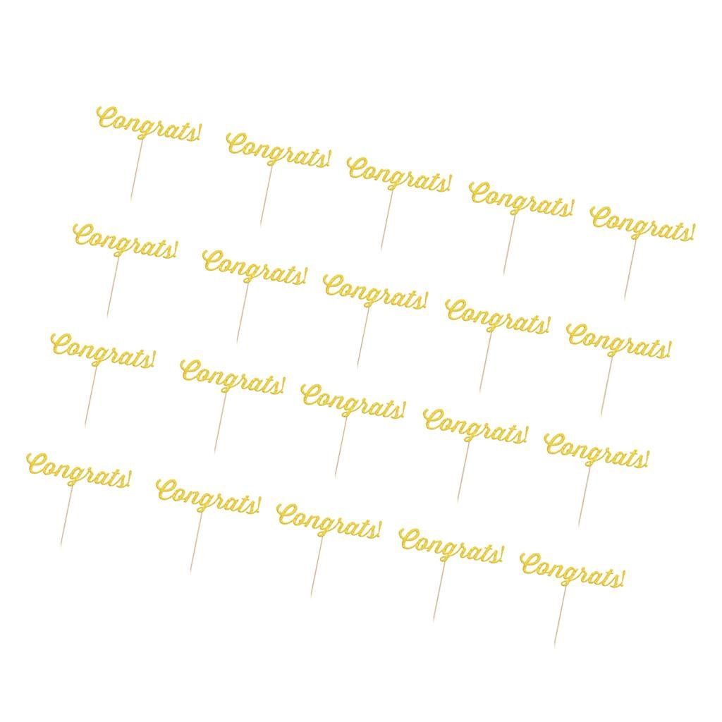 20X Congrats Congratulations Graduation Party Cupcake Dessert Picks