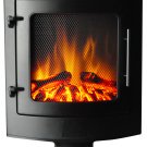 1500W Freestanding Electric Fireplace Heater In Black With Log Display