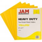 JAM® Plastic Two Pocket Presentation School Folders, Yellow, 6/pack