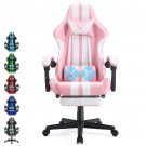 Pink Gaming Chairs, Ergonomic Office Chairs With Footrest And Massage Lumbar P