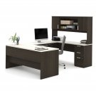 Bestar Ridgeley U-shaped Desk with Lateral File Cabinet and Bookcase