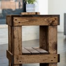 Solid Pine Wood Farmhouse End Table, Brown