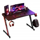44"" X 23.6"" Gaming Desk Z Shape Office Computer Desk Carbon Fiber Desktop With