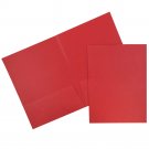 JAM Paper Premium Paper Cardstock Two Pocket Presentation Folder, Red Linen, S