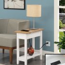 American Heritage Flip Top End Table With Charging Station And Shelf, Driftwoo