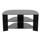 Fs900Varbb-A Varano Tv Stand With Glass Shelves For Tvs Up To 42-Inch, Black And Black Glass