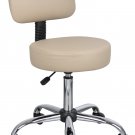 Boss Office & Home Adjustable Medical Spa Rolling Desk Stool with Back, Beige