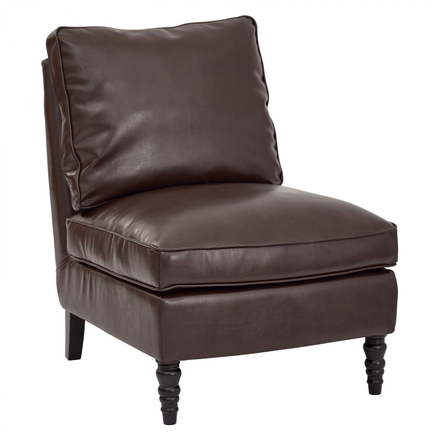 Martin Accent Chair In Cocoa Bonded Leather With Solid Wood Legs