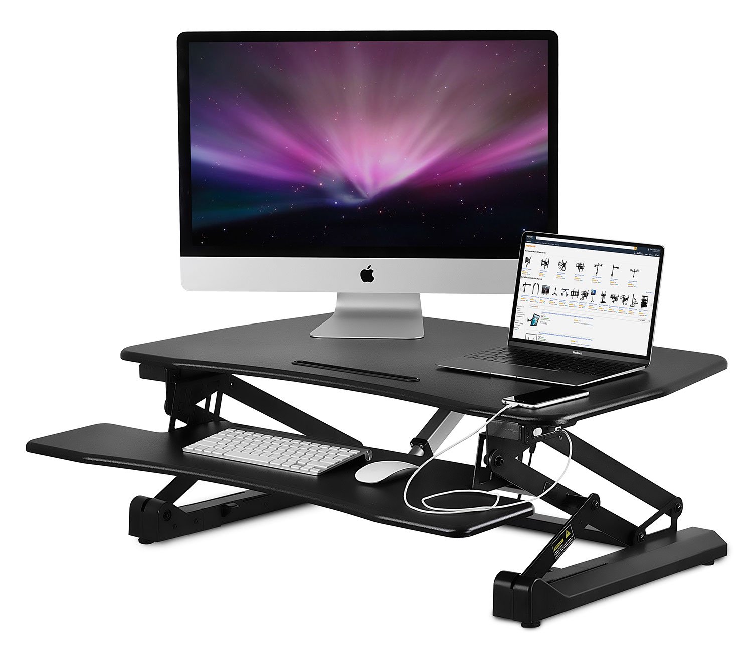 Electric Standing Desk Converter | Motorized Sit Stand Desk With Built In Usb