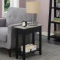 American Heritage Flip Top End Table With Shelf, Faux Birch/Black