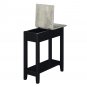 American Heritage Flip Top End Table With Shelf, Faux Birch/Black