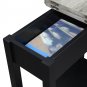American Heritage Flip Top End Table With Shelf, Faux Birch/Black