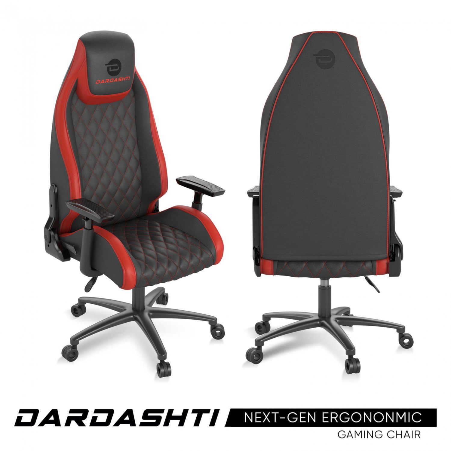 Atlantic Dardashti Gaming Chair - Commercial Grade, Ergonomic with Red (780503