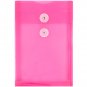 JAM Plastic Envelopes, 6.3x9.3, 12/Pack, Fuchsia Pink, Button String, Open End
