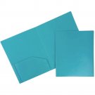 JAM Heavy Duty Plastic Two Pocket Presentation Folders, Teal Blue, 6 pack