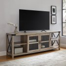 Farmhouse 2-Door Metal X Tv Stand For Tvs Up To 80"", Grey Wash
