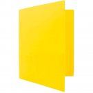 JAM Heavy Duty Plastic Two Pocket Presentation Folders, Yellow, 6 pack