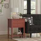 Eclectic Boho Accent Table With 2 Drawers, Terracotta