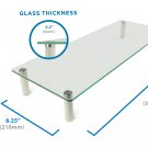 Glass Desktop Monitor Stand Riser | 22 Inches Wide Clear Tempered Glass