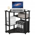 Furinno Turn-N-Tube Corner Desk with Shelves, Espresso/Black Finish