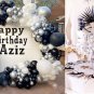 Balloon Arch Garland Kit,Black White And Silver Balloon Birthday Party Decoration,Silver Confetti 