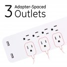 Ge 7-Outlet 2 Usb Port Surge Protector With 15 Ft. Extension Cord, White