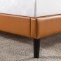 Zinus Jade 35â Faux Leather Platform Bed with Short Headboard, Cognac, Twin