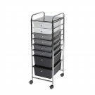 8-Drawer Storage Bin Organizer Cart, White, Gray, Black Gradient