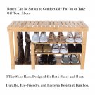 Bamboo Shoe and Boot Rack Bench with 3 Tiers-Natural Wood Seat Storage and Org