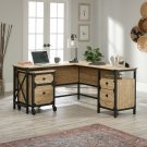 Sauder Steel River Rustic L-Shape Wood Computer Desk, Milled Mesquite/Black