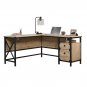 Sauder Steel River Rustic L-Shape Wood Computer Desk, Milled Mesquite/Black