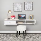 Home Office Modern 58"" Wide Floating Desk With Drawer, White