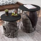 Nesting End Tables with Storage- Set of 2 Round Metal Baskets By Lavish Home (