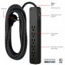 Ge 6-Grounded Outlet Surge Protector, 840J, 20Ft. Braided Cord, Black 