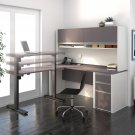 Bestar Connexion L-Desk with Hutch Including Electric Height Adjustable Table,