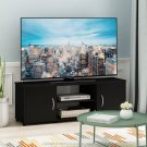 Furinno Montale TV Stand with Doors for TV up to 65 Inch, Black Oak