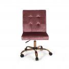 Yisroel Glam Tufted Home Office Chair With Swivel Base, Blush, Rose Gold Finis