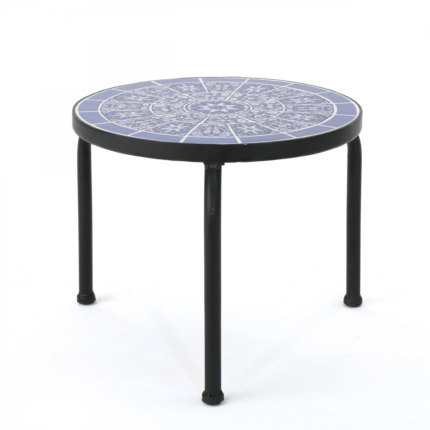 Outdoor Ceramic Tile Side Table With Iron Frame, Size: 10"" (H) X 13"" (W)