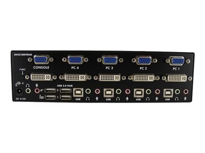 StarTech 4-Port DVI VGA Dual Monitor KVM Switch USB with Audio and USB 2.0 Hub